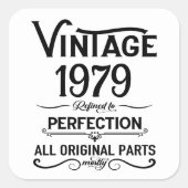 パーソナライズされたヴィンテージ45歳の誕生日ギフトブラック スクエアシール (正面)