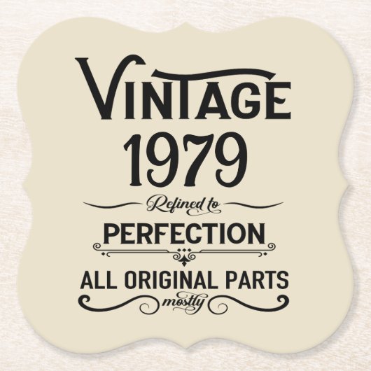 パーソナライズされたヴィンテージ45歳の誕生日ギフトブラック ペーパーコースター (正面)