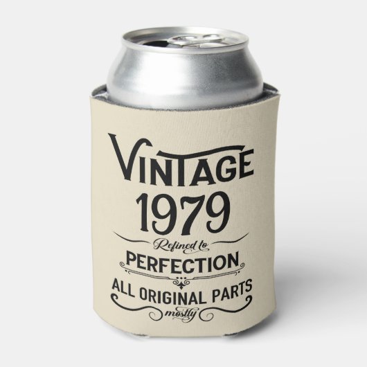 パーソナライズされたヴィンテージ45歳の誕生日ギフトブラック 缶クーラー (缶正面)