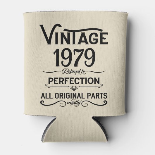 パーソナライズされたヴィンテージ45歳の誕生日ギフトブラック 缶クーラー (正面)