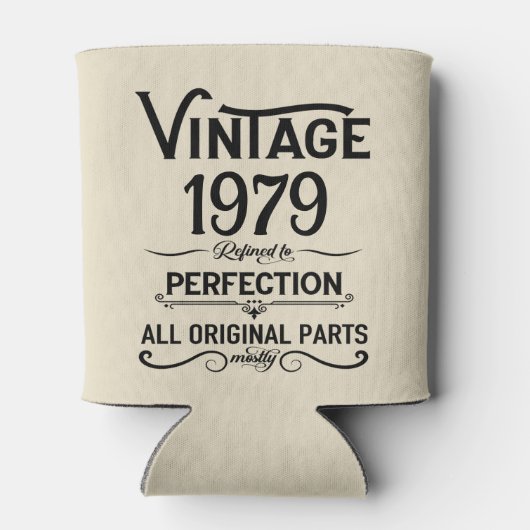 パーソナライズされたヴィンテージ45歳の誕生日ギフトブラック 缶クーラー (裏面)