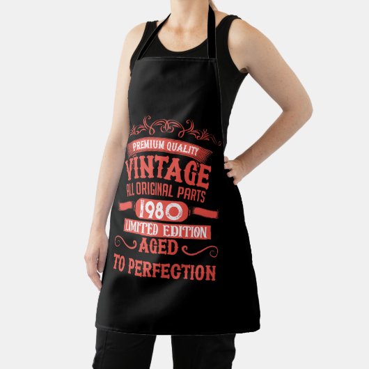 パーソナライズされたヴィンテージ45歳の誕生日ギフト赤 エプロン (インサイチュ)