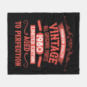 パーソナライズされたヴィンテージ45歳の誕生日ギフト赤 フリースブランケット (正面(横))