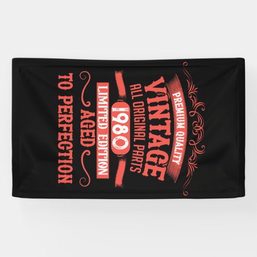 パーソナライズされたヴィンテージ45歳の誕生日ギフト赤 横断幕 (横)