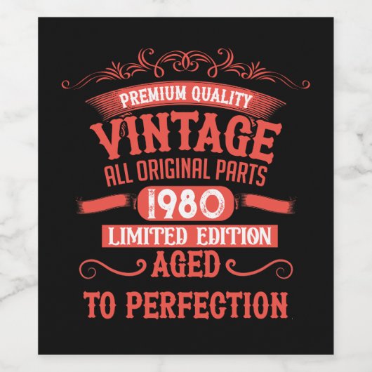 パーソナライズされたヴィンテージ45歳の誕生日ギフト 赤 ワインラベル (シングルラベル)