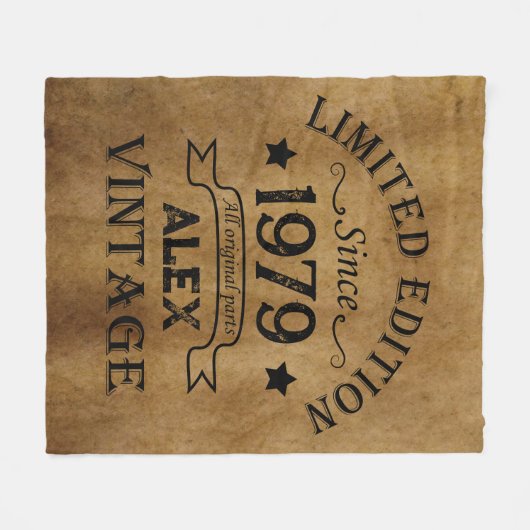 パーソナライズされたヴィンテージ45歳の誕生日プレゼント フリースブランケット (正面(横))