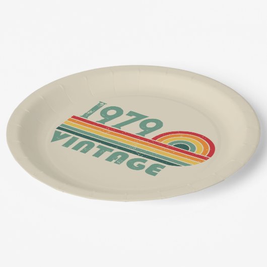 パーソナライズされたヴィンテージ45歳の誕生日プレゼント ペーパープレート (アングル)