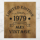 パーソナライズされたヴィンテージ45歳の誕生日プレゼント ワインラベル (シングルラベル)