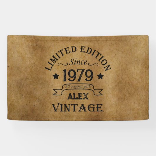 パーソナライズされたヴィンテージ45歳の誕生日プレゼント 横断幕 (横)