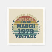 パーソナライズされたヴィンテージ45th誕生日パーティー スタンダードカクテルナプキン (正面)