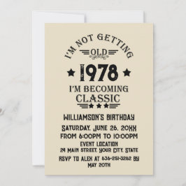 パーソナライズされたヴィンテージ45th誕生日パーティー 招待状