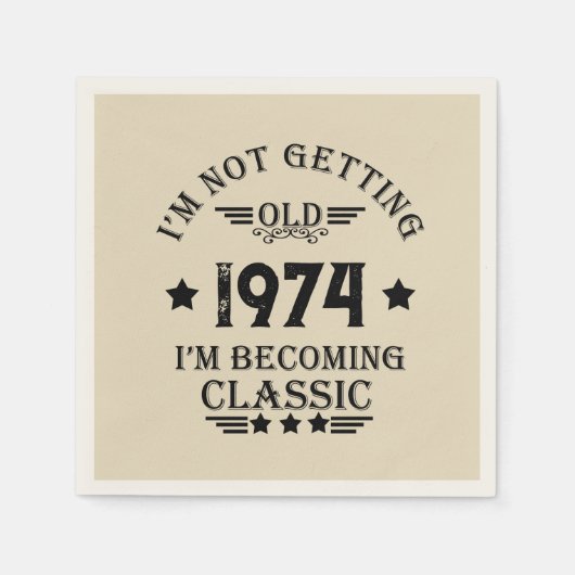 パーソナライズされたヴィンテージ50歳の誕生日パーティー スタンダードカクテルナプキン (正面)