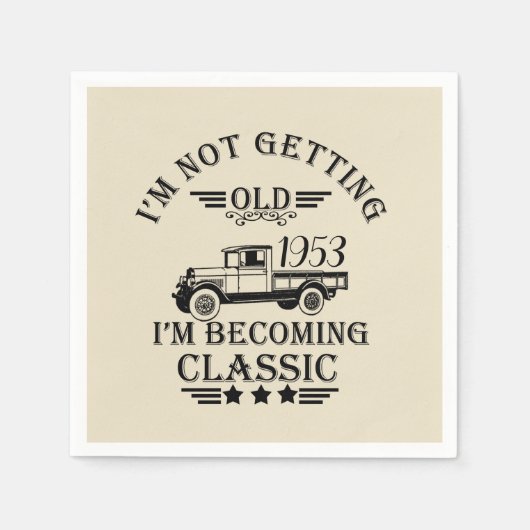 パーソナライズされたヴィンテージ50歳の誕生日パーティー スタンダードカクテルナプキン (正面)