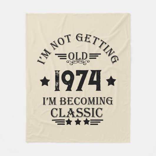 パーソナライズされたヴィンテージ50歳の誕生日パーティー フリースブランケット (正面)