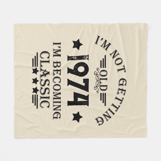 パーソナライズされたヴィンテージ50歳の誕生日パーティー フリースブランケット (正面(横))