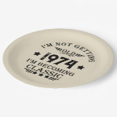 パーソナライズされたヴィンテージ50歳の誕生日パーティー ペーパープレート (アングル)