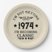 パーソナライズされたヴィンテージ50歳の誕生日パーティー ペーパープレート (正面)