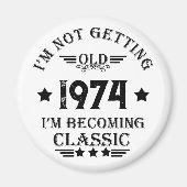 パーソナライズされたヴィンテージ50歳の誕生日パーティー マグネット (正面)