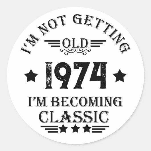 パーソナライズされたヴィンテージ50歳の誕生日パーティー ラウンドシール (正面)