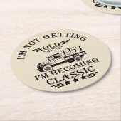 パーソナライズされたヴィンテージ50歳の誕生日パーティー ラウンドペーパーコースター (アングル)