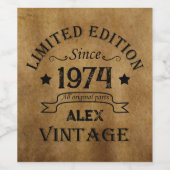 パーソナライズされたヴィンテージ50歳の誕生日パーティー ワインラベル (シングルラベル)