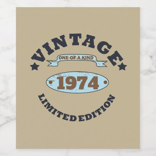 パーソナライズされたヴィンテージ50歳の誕生日パーティー ワインラベル (シングルラベル)