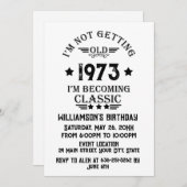 パーソナライズされたヴィンテージ50歳の誕生日パーティー 招待状 (正面/裏面)