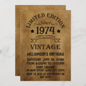 パーソナライズされたヴィンテージ50歳の誕生日パーティー 招待状 (正面/裏面)