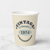パーソナライズされたヴィンテージ50歳の誕生日パーティー 紙コップ (裏面)