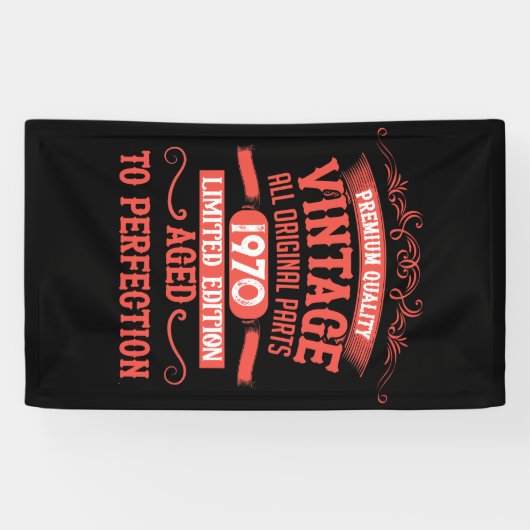 パーソナライズされたヴィンテージ55歳の誕生日ギフト赤 横断幕 (横)