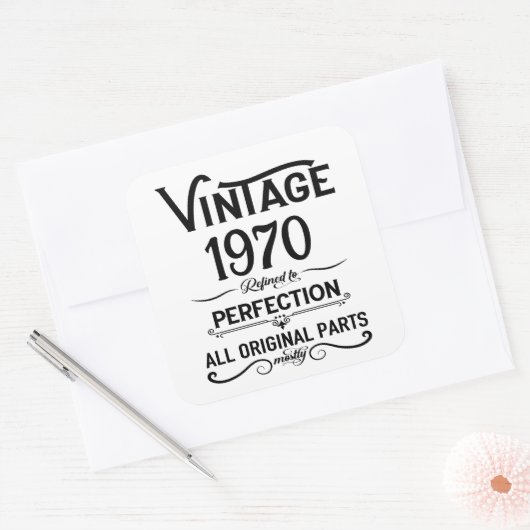 パーソナライズされたヴィンテージ55歳の誕生日パーティー スクエアシール (封筒)