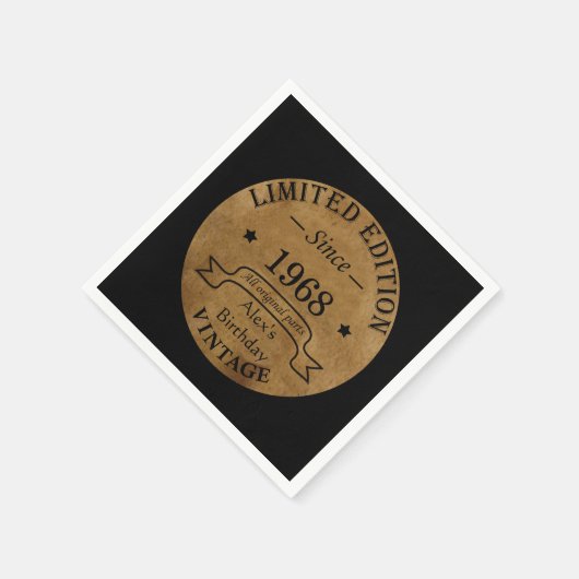 パーソナライズされたヴィンテージ55歳の誕生日パーティー スタンダードカクテルナプキン (角)