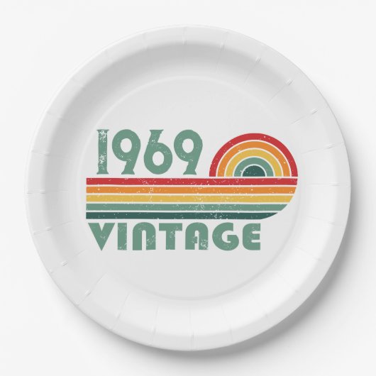 パーソナライズされたヴィンテージ55歳の誕生日パーティー ペーパープレート (正面)