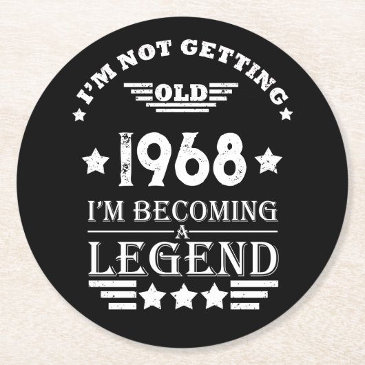 パーソナライズされたヴィンテージ55歳の誕生日パーティー ラウンドペーパーコースター (正面)