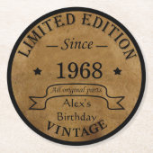 パーソナライズされたヴィンテージ55歳の誕生日パーティー ラウンドペーパーコースター (正面)