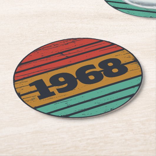 パーソナライズされたヴィンテージ55歳の誕生日パーティー ラウンドペーパーコースター (アングル)