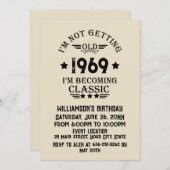 パーソナライズされたヴィンテージ55歳の誕生日パーティー 招待状 (正面/裏面)