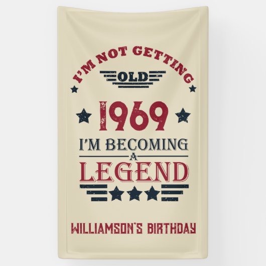 パーソナライズされたヴィンテージ55歳の誕生日パーティー 横断幕 (縦)