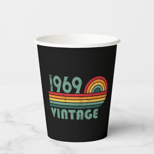 パーソナライズされたヴィンテージ55歳の誕生日パーティー 紙コップ (裏面)