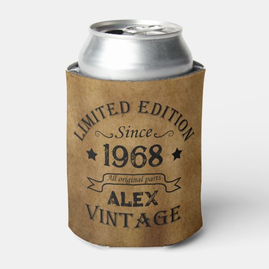 パーソナライズされたヴィンテージ55歳の誕生日パーティー 缶クーラー (缶正面)