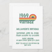 パーソナライズされたヴィンテージ55歳の誕生日プレゼント 招待状 (正面/裏面)