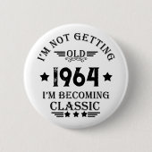 パーソナライズされたヴィンテージ60歳の誕生日ギフトブラック 缶バッジ (正面)