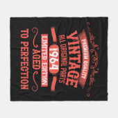 パーソナライズされたヴィンテージ60歳の誕生日ギフト赤 フリースブランケット (正面(横))