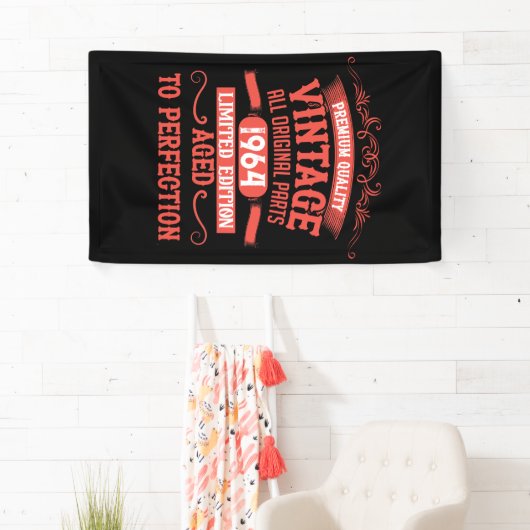 パーソナライズされたヴィンテージ60歳の誕生日ギフト赤 横断幕 (インサイチュ)