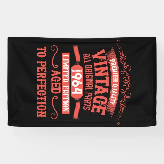 パーソナライズされたヴィンテージ60歳の誕生日ギフト赤 横断幕 (横)