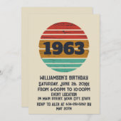 パーソナライズされたヴィンテージ60歳の誕生日パーティー 招待状 (正面/裏面)
