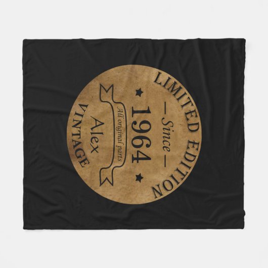 パーソナライズされたヴィンテージ60歳の誕生日プレゼント フリースブランケット (正面(横))