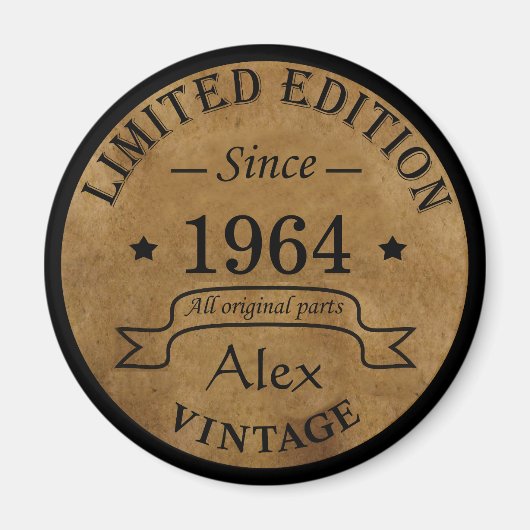パーソナライズされたヴィンテージ60歳の誕生日プレゼント マグネット (正面)