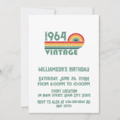 パーソナライズされたヴィンテージ60歳の誕生日プレゼント 招待状 (正面)