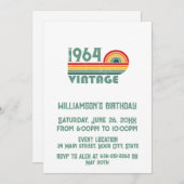 パーソナライズされたヴィンテージ60歳の誕生日プレゼント 招待状 (正面/裏面)